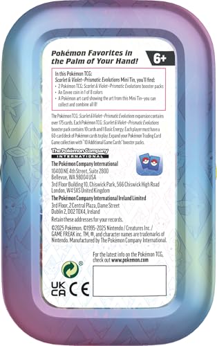 Pokemon TCG: Scarlet & Violet —Prismatic Evolutions Mini Tin - Vaporeon (2 Booster Packs & 1 Coin)