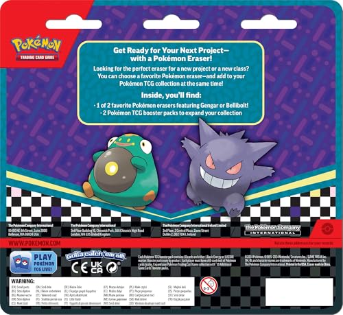Pokémon TCG Eraser & Booster Blister Set (Pack of 12) – Includes Booster Packs & Collectible Erasers - Perfect for Play, School & Collection