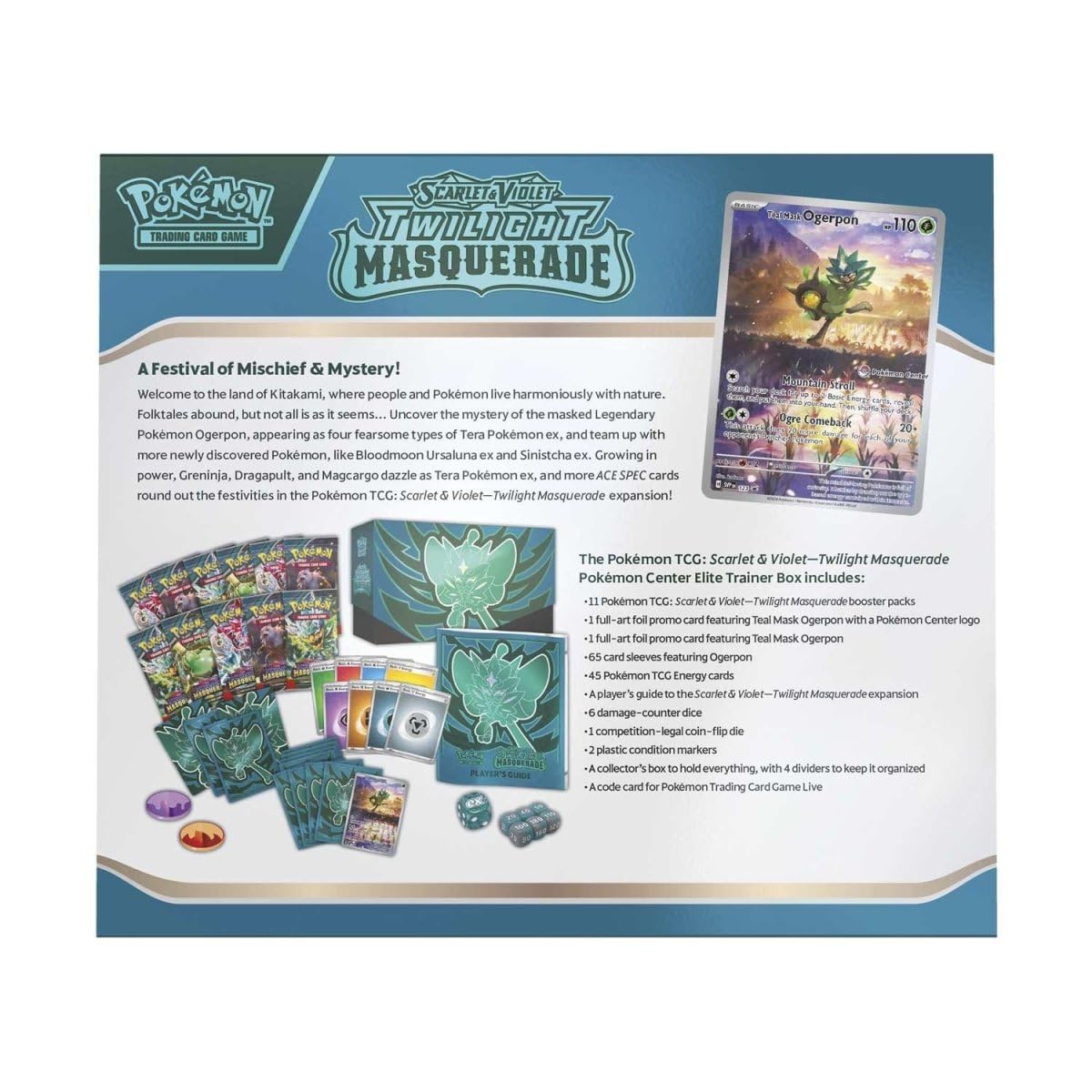Pokemon TCG: Scarlet & Violet - Twilight Masquerade Pokemon Center Elite Trainer Box Teal Mask Ogerpon