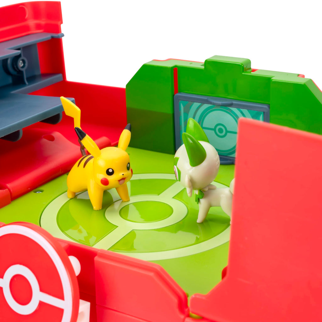 Jazwares Pokémon Play ‘N’ Display Case - Multi-Level Storage Unit with Rooftop Arena and Space for 35+ 2-Inch Battle Figures