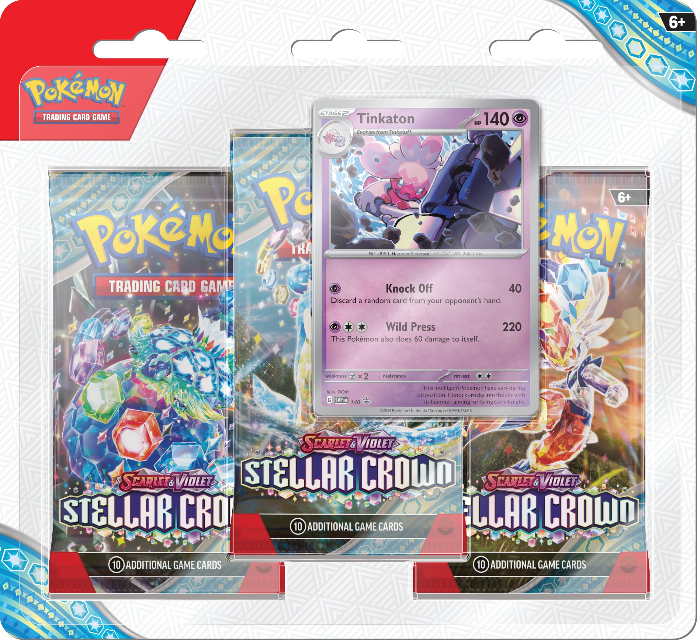 Pokemon Scarlet and Violet Stellar Crown 3-Pack Blister - Tinkaton